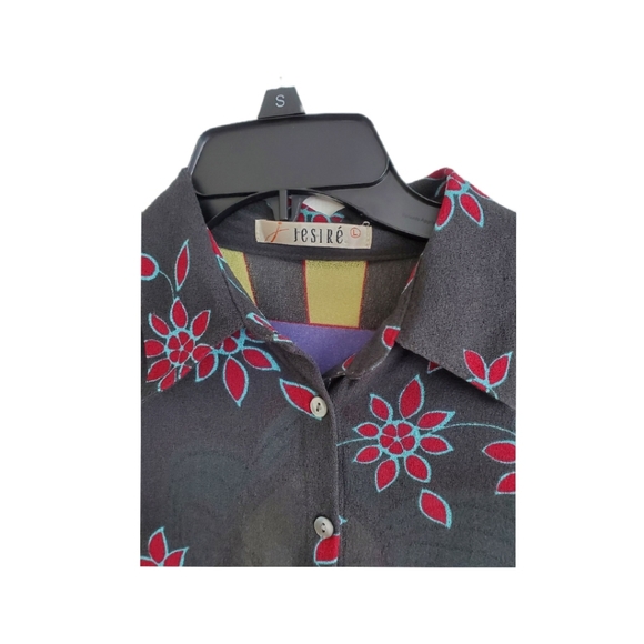 Beautiful Jesire Print Mesh Long Sleeve Shirt - Picture 3 of 4